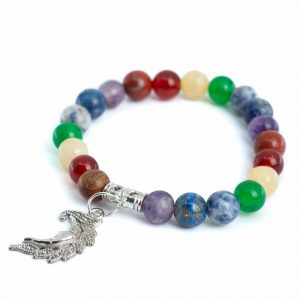 Gemstone Bracelet 7 Chakra with Moon Charm - 8 mm