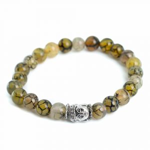 Gemstone Bracelet Agate 'Dragon Veins' with Buddha