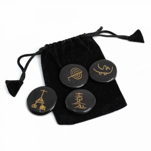 Reiki Stones Black Jasper in Velvet Pouch - 4 Stones.