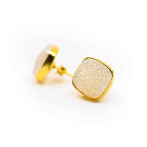 Gemstone Earstuds Druzy Quartz - 925 Silver & Gold-plated