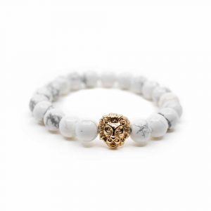 Gemstone Bracelet Howlite with Lion