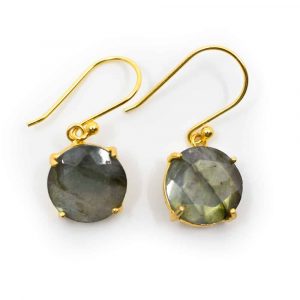 Gemstone Earrings Labradorite Polished - 925 Silver & Gilded