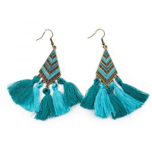 Bohemian Earrings Blue Tassels