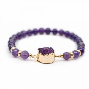 Gemstone Bracelet Amethyst with Amethyst Cluster