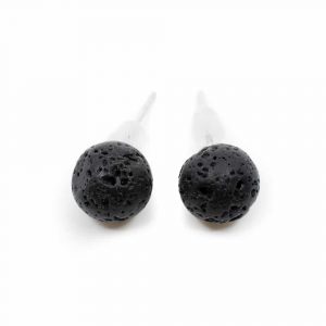 Lava Rock Stud Earrings 925 Silver