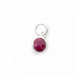 Birthstone Pendant July Ruby 925 Silver (6 mm)