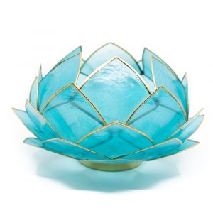 Lotus Mood Light Blue Gold Rim Large