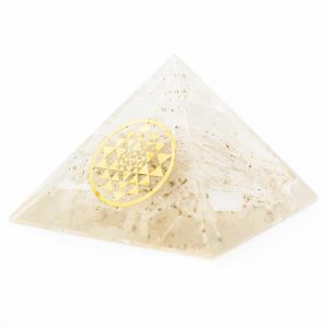 Orgonite Pyramid Selenite - Sri Yantra (70 mm)