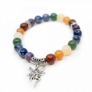 Gemstone Bracelet 7 Chakra Elastic with Elf