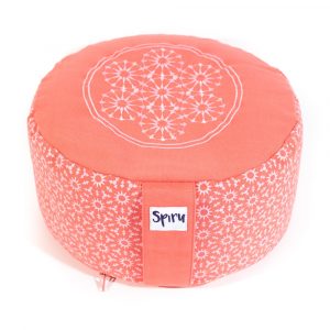 Spiru Meditation cushion Round Cotton Pink - Sun print - 30 x 15 cm