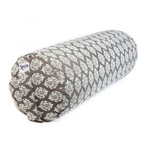 Yoga Bolster Grey Round Cotton - Khari Print - 59 x 21,5 cm