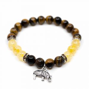 Gemstone Bracelet Tiger Eye/Citrine with Elephant