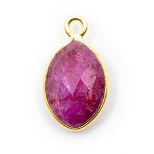 Birthstone Pendant July Ruby 925 Silver & Gilded (12 mm)