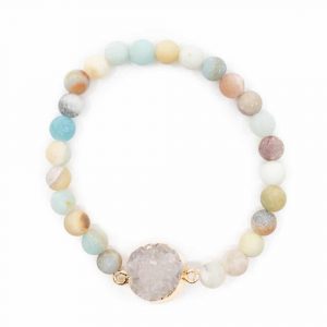 Gemstone Bracelet Amazonite with Quartz Cluster