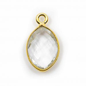 Birthstone Pendant April Rock Crystal 925 Silver & Gilded (12 mm)