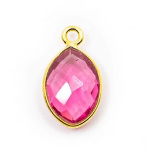 Birthstone Pendant October Pink Tourmaline 925 Silver & Gilded (12 mm)