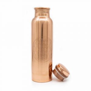 Spiru Copper Water Bottle Flower of Life Etched - 900 ml