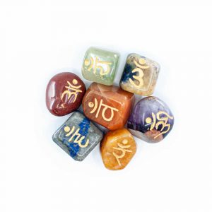 7 Chakra Gemstone Tumbled Stones with Sanskrit Letters