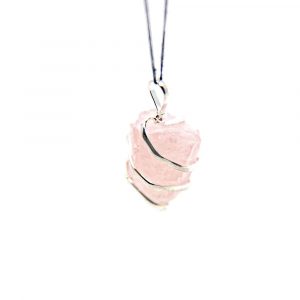 Rough Gemstone Pendant Rose Quartz Wrap