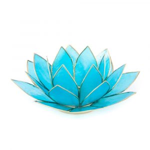 Lotus Mood Light Blue 5th Chakra Gold Rim