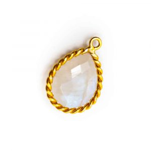 Gemstone Pendant Rainbow Moonstone - 925 Silver & Gilt