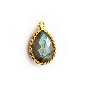 Gemstone Pendant Labradorite - 925 Silver & Gilt