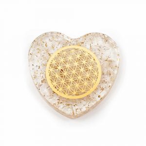 Orgonite Heart Rock Crystal with Copper Flower of Life