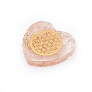 Orgonite Heart Rose Quartz with Copper Flower of Life