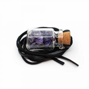 Gift Bottle on Wax Cord with Amethyst