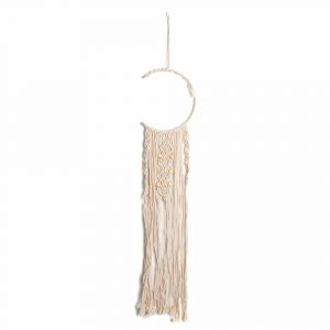 Macramé Half Moon and Wooden Beads White - 70 cm