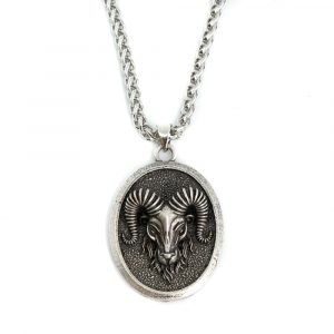 Metal Pendant Ram Silver Colored - 30 x 40 mm