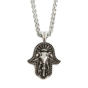 Talisman Ganesha Hamsa Hand Silver Colored - 30 mm