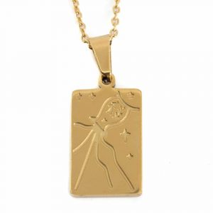 Stainless Steel Horoscope Pendant Aquarius Gold Colored -  20 mm