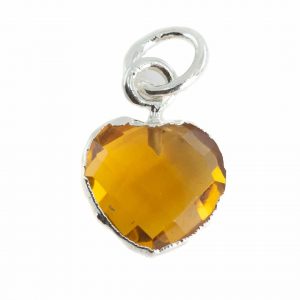 Gemstone Pendant Citrine Heart - Silver-Plated - 10 mm