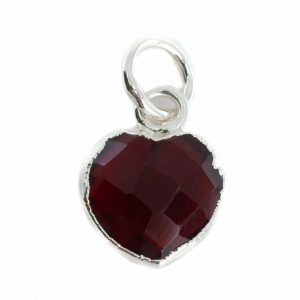 Gemstone Pendant Garnet Heart - Silver-Plated - 10 mm