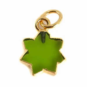 Gemstone Pendant Peridote Sun - Gold-Plated - 12 mm