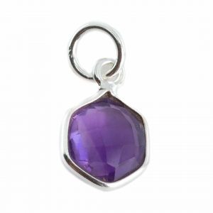 Gemstone Pendant Amethyst Hexagon - 925 Silver - 8 mm