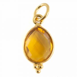 Birthstone Pendant November Citrine Gold Plated 925 Silver - 10 mm