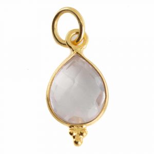 Birthstone Pendant October Rose Quartz 925 Silver & Gold Plated - 10 mm