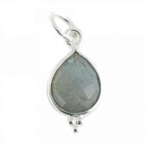 Gemstone Pendant Labradorite Pear Shaped- 925 Silver - 10 mm