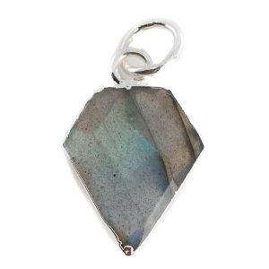 Gemstone Pendant Labradorite Diamond Shape - Silver-Plated - 15 x 12 mm