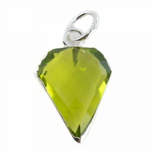 Gemstone Pendant Peridote Diamond Shape - Silver-Plated - 15 x 12 mm