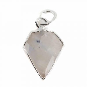 Gemstone Pendant Rainbow Moonstone Diamond Shape - Silver-Plated - 15 x 12 mm