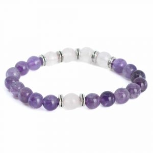 Gemstone Bracelet Amethyst & Rose Quartz - 8 mm