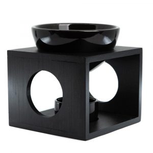 Luxury Aroma Burner Bamboo Round Opening - Black