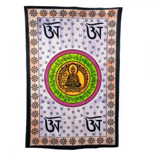 Tapestry Spiritual Cotton with Buddha Sitting in a Circle Authentic (215 x 135 cm)
