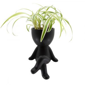 Flower Pot Guy Legs Crossed Black