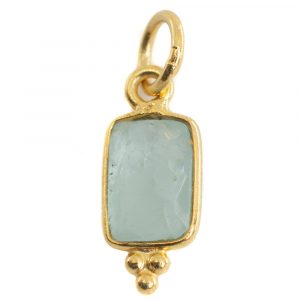 Gemstone Pendant Aquamarine Rectangle- 925 Silver & Gold Plated - 8 mm