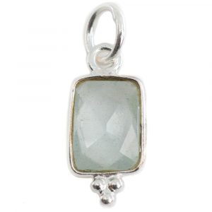 Gemstone Pendant Aquamarine Rectangle- 925 Silver - 8 mm