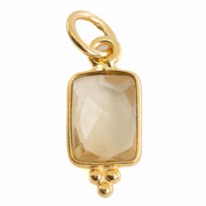 Gemstone Pendant Citrine Rectangle - 995 Silver & Gold Plated - 8 mm